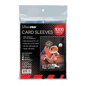 1000PACK - CLEAR CARD SLEEVES FOR STANDARD SIZE CARDS - 2.5