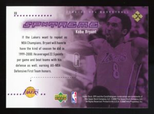 2000-01 Upper Deck SPX Kobe Bryant SPXtreme #X8 Lakers