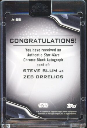 2022 Topps Chrome Black Star Wars Steve Blum as Zeb Orrelios #A-SB Auto