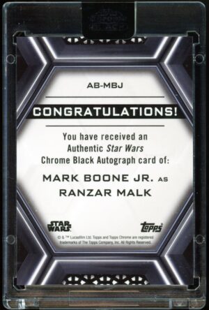 Topps Chrome Black Star Wars Mark Boone Jr. Auto as Ranzar Malk #AB-MBJOpens