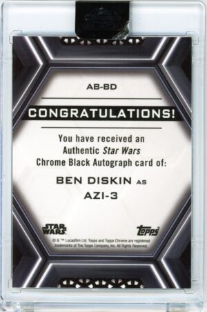 2022 Topps Chrome Black Star Wars B Design Ben Diskin AZI-3 as #AB-BD Auto