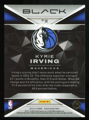 2022 Panini Black #14 Kyrie Irving Silver Swirl /75 Dallas Mavericks