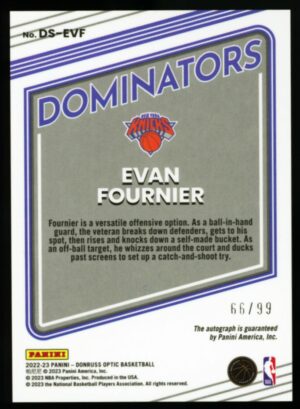 2022-23 Donruss Optic Dominators Signatures #29 Evan Fournier /99