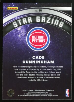 2022-23 Panini Donruss Optic Star Gazing Cade Cunningham #15