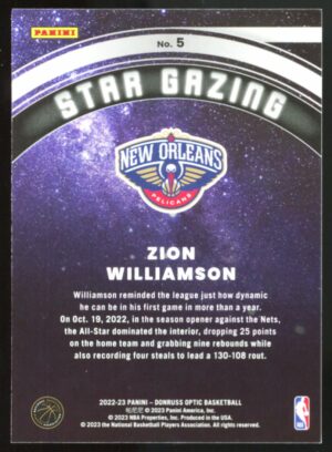 2022-23 Panini Donruss Optic Star Gazing Zion Williamson #5