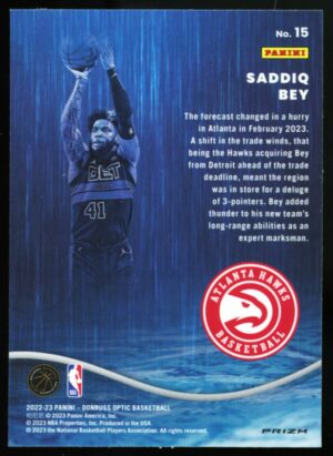 2022-23 Panini Donruss Optic Raining 3s Holo Prizm Saddiq Bey #15