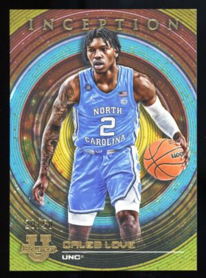 2022-23 Bowman University Inception Gold Foil Caleb Love #51 UNC /50