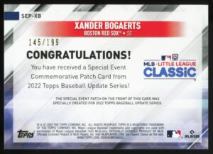 2022 Topps Update Special Event Patches Black #SEPXB Xander Bogaerts #170/199