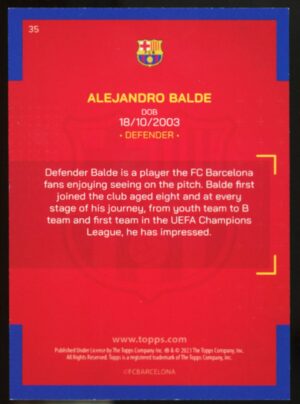 2022-23 Topps FC Barcelona Team Set Blaugrana Icy Foil Alejandro Balde #35