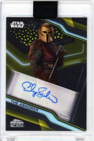 2022 Topps Chrome Star Wars Black Emily Swallow as The Armorer #A-ES Gold Refractor Auto /50