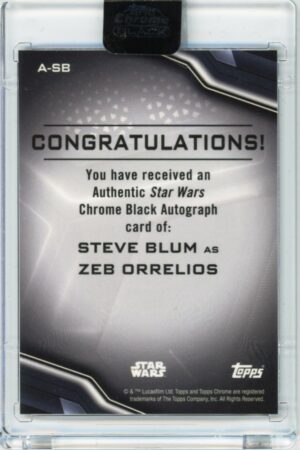 2022 Topps Chrome Black Star Wars Steve Blum as Zeb Orrelios #A-SB Auto