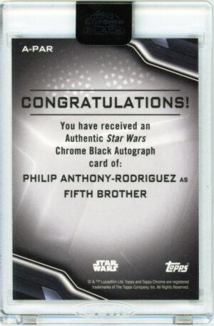 2022 Topps Chrome Black Star Wars Anthony-Rodriguez as Fifth Brother Auto #A-PAR