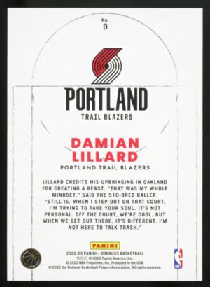 2022-23 Panini Donruss Craftsmen Diamond Damian Lillard #9 Trail Blazers