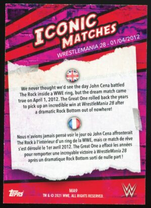 2021 Topps WWE Iconic Matches Wrestlemania John Cena VS. The Rock #MA7