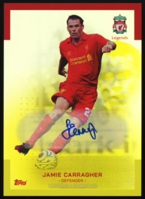 2022-23 Topps Liverpool FC Team Set Yellow /50 Jamie Carragher #AU-JC Auto