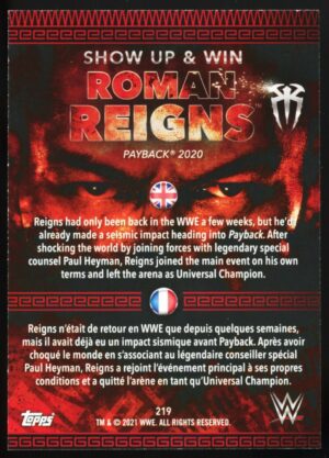 2021 Topps WWE Superstars Show Up & Win Roman Reigns #219