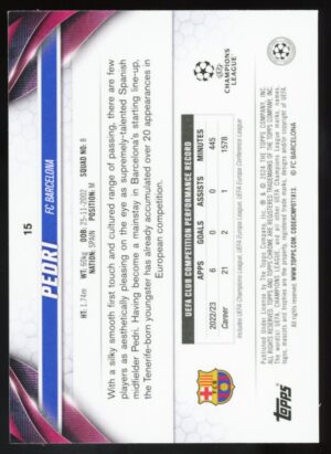 2023-24 Topps Chrome Aqua Prism Refractor Pedri #15