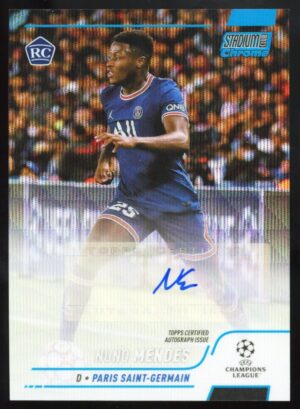 2021-22 Topps Stadium Club Chrome UCL Nuno Mendes #CA-NM Blue Wave /75 Auto!