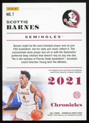 2021-22 Panini Chronicles Draft Picks - Scottie Barnes #7 (RC) Rookie