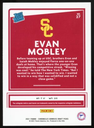 2021-22 Panini Chronicles Rated Rookie Evan Mobley #27