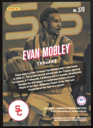2021 Panini Chronicles Prestige Draft Picks Evan Mobley #370 Rookie