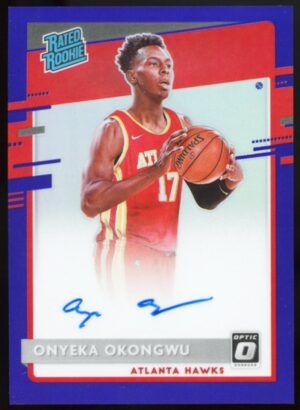 2020 Donruss Optic Rated Rookie Purple Prizm Onyeka Okongwu #156 ON CARD AUTO Rookie