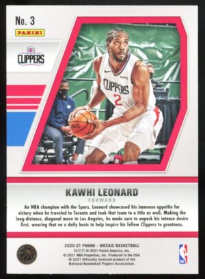 2020-21 Panini Mosaic Will To Win Kawhi Leonard #3