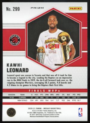 2020-21 Panini Mosaic Kawhi Leonard #299 Orange Reactive Prizm Finals MVP