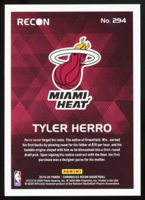 2019-20 Panini Chronicles Recon Tyler Herro #294 RC