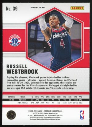 2020-21 Panini Mosaic Russell Westbrook Pink Prizm #39