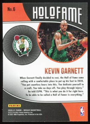 2020-21 Panini Mosaic Hol Of Fame Kevin Garnett #6