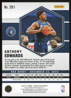 2020-21 Panini Mosaic NBA Debut Anthony Edwards #261 Rookie