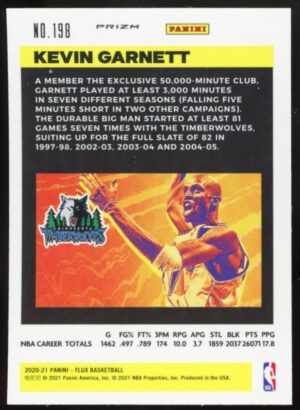 2020 Panini Flux 1st Serie – Pulsar Prizm Kevin Garnett #198