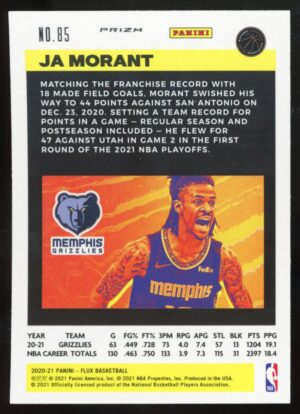 2020 Panini Flux 1st Serie – Pulsar Prizm Ja Morant #85