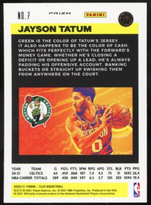 2020 Panini Flux 1st Serie – Pulsar Prizm Jayson Tatum #7
