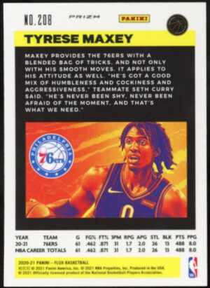 2020 Panini Flux 1st Serie – Pulsar Prizm Tyrese Maxey #208 Rookie RC