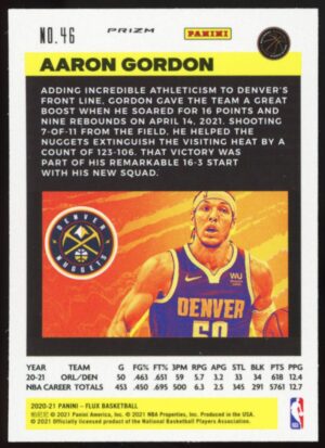2020 Panini Flux 1st Serie – Pulsar Prizm AARON GORDON #46