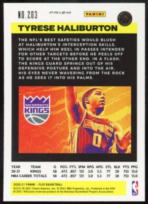 2020 Panini Flux 1st Serie – Pulsar Prizm Tyrese Haliburton #203 Rookie RC