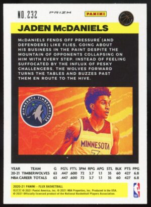 2020 Panini Flux 1st Serie – Pulsar Prizm JADEN McDANIELS #232 Rookie RC
