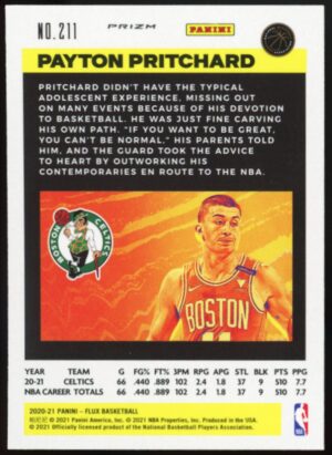 2020 Panini Flux 1st Serie – Pulsar Prizm Payton Pritchard #211 Rookie RC