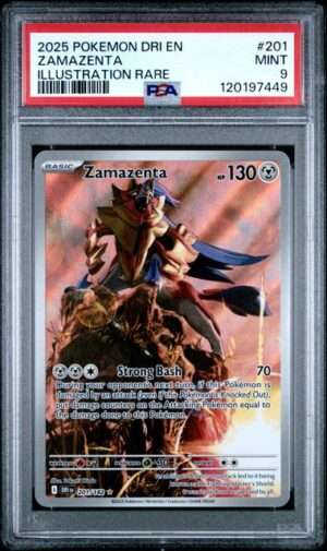 2025 Pokémon DRI Destined Rivals Zamazenta #201 Illustration Rare (PSA 9)