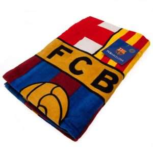 FC Barcelona Strandhåndklæde – Stribet med Klublogo 140 × 70 cm